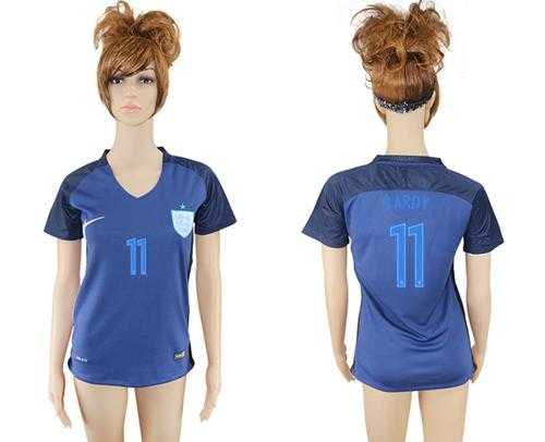 Women's England #11 Vardy Away Soccer Country Jersey