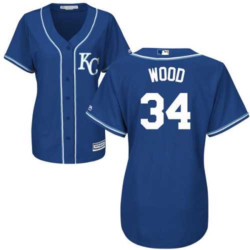 Women's Kansas City Royals #34 Travis Wood Royal Blue Alternate Stitched MLB Jersey