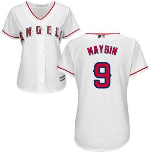 Women's Los Angeles Angels Of Anaheim #9 Cameron Maybin White Home Stitched MLB Jersey