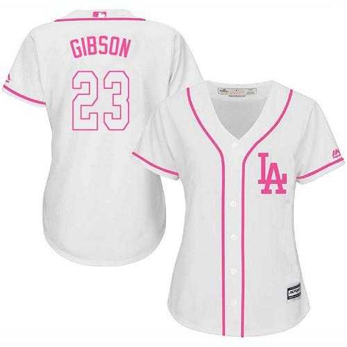 Women's Los Angeles Dodgers #23 Kirk Gibson White Pink Fashion Stitched MLB Jersey