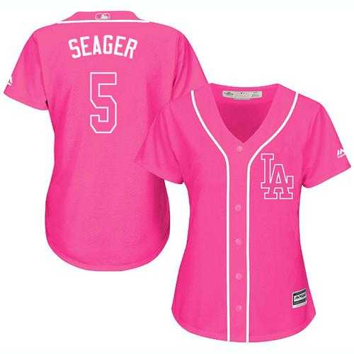 Women's Los Angeles Dodgers #5 Corey Seager Pink Fashion Stitched MLB Jersey