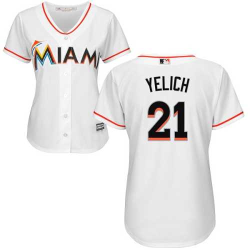 Women's Miami Marlins #21 Christian Yelich White Home Stitched MLB Jersey