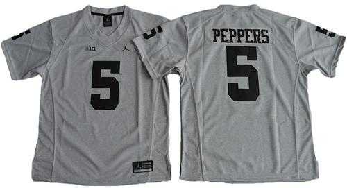 Women's Michigan Wolverines #5 Jabrill Peppers Gridiron Gray II Stitched NCAA Jersey