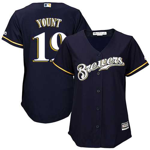 Women's Milwaukee Brewers #19 Robin Yount Navy Blue Alternate Stitched MLB Jersey