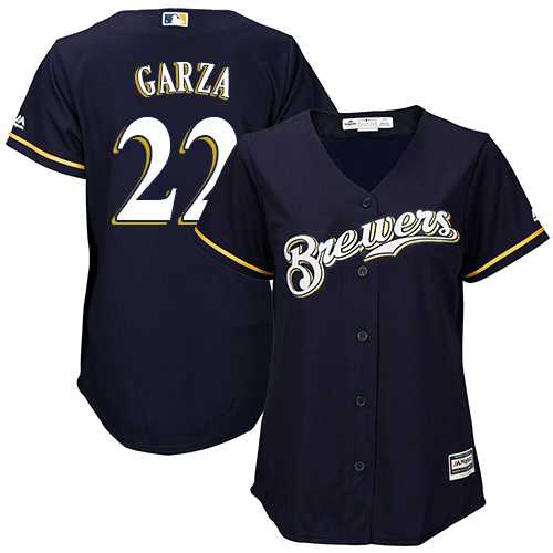 Women's Milwaukee Brewers #22 Matt Garza Navy Blue Alternate Stitched MLB Jersey
