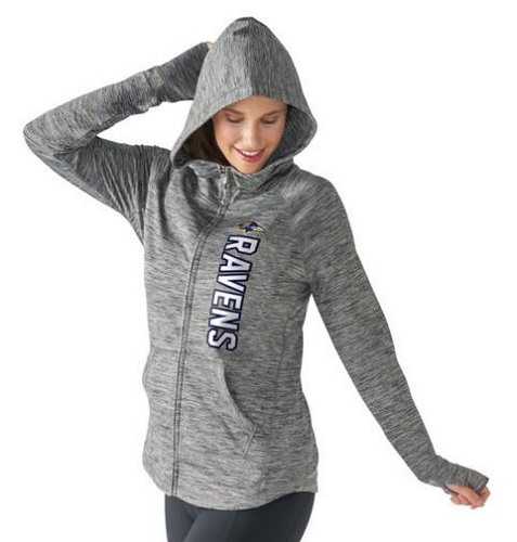 Women's NFL Baltimore Ravens G-III 4Her by Carl Banks Recovery Full-Zip Hoodie Heathered Gray