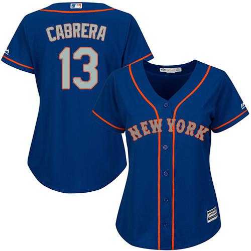 Women's New York Mets #13 Asdrubal Cabrera Blue(Grey NO.) Alternate Stitched MLB Jersey