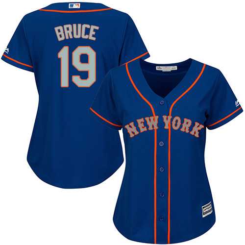 Women's New York Mets #19 Jay Bruce Blue(Grey NO.) Alternate Stitched MLB Jersey