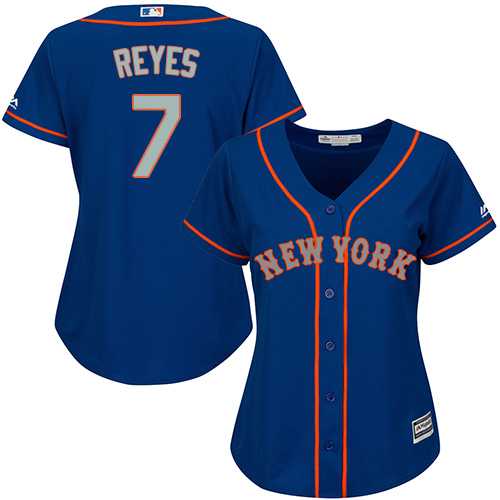 Women's New York Mets #7 Jose Reyes Blue(Grey NO.) Alternate Stitched MLB Jersey