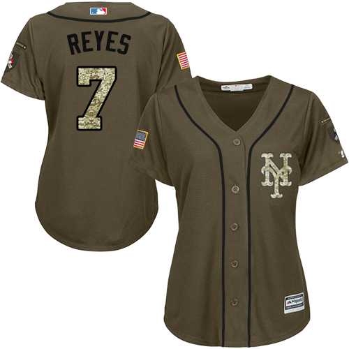 Women's New York Mets #7 Jose Reyes Green Salute to Service Stitched MLB Jersey