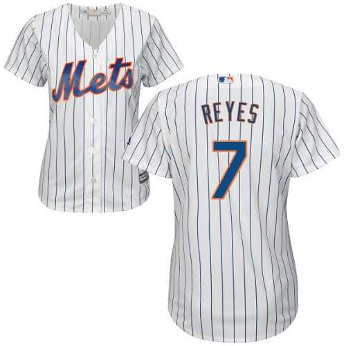 Women's New York Mets #7 Jose Reyes White(Blue Strip) Home Stitched MLB Jersey