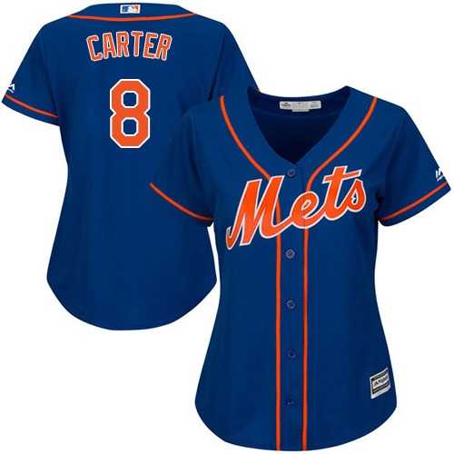 Women's New York Mets #8 Gary Carter Blue Alternate Stitched MLB Jersey
