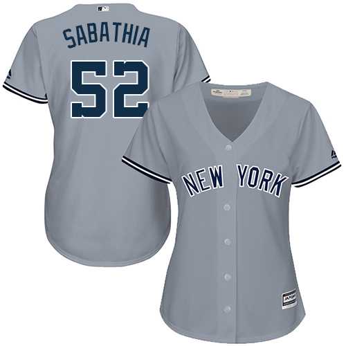 Women's New York Yankees #52 C.C. Sabathia Grey Road Stitched MLB Jersey