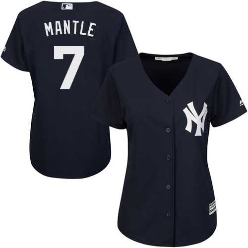 Women's New York Yankees #7 Mickey Mantle Navy Blue Alternate Stitched MLB Jersey