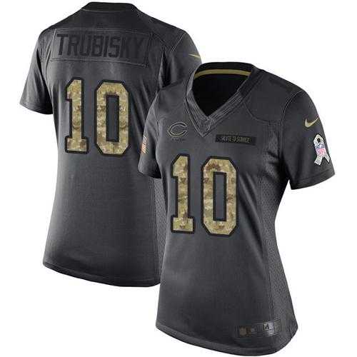 Women's Nike Chicago Bears #10 Mitchell Trubisky Black Stitched NFL Limited 2016 Salute to Service Jersey