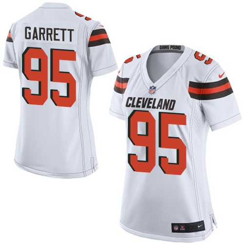 Women's Nike Cleveland Browns #95 Myles Garrett White Stitched NFL New Elite Jersey