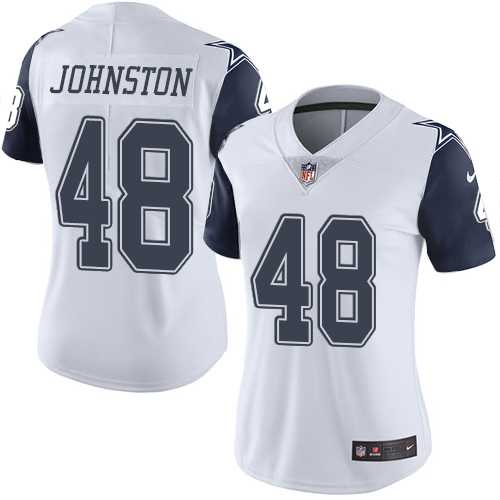 Women's Nike Dallas Cowboys #48 Daryl Johnston White Stitched NFL Limited Rush Jersey