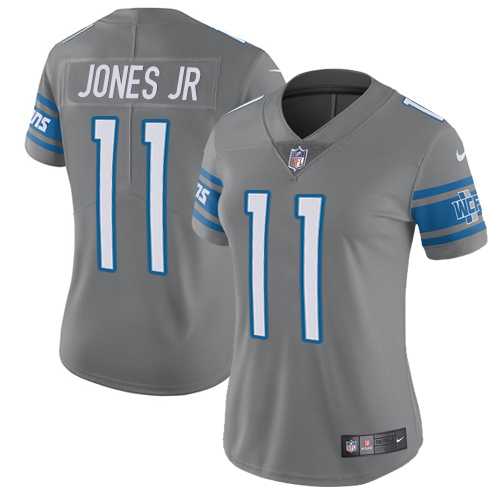 Women's Nike Detroit Lions #11 Marvin Jones Jr Gray Stitched NFL Limited Rush Jersey