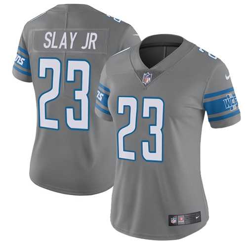 Women's Nike Detroit Lions #23 Darius Slay Jr Gray Stitched NFL Limited Rush Jersey