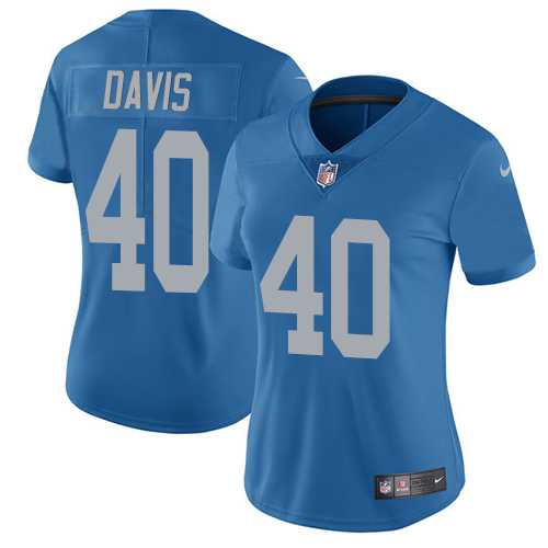 Women's Nike Detroit Lions #40 Jarrad Davis Blue Throwback Stitched NFL Limited Jersey