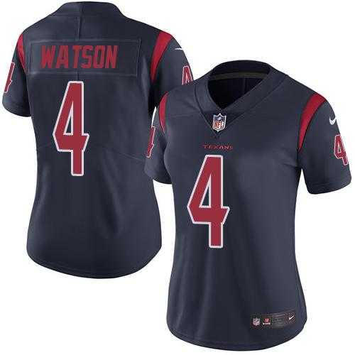 Women's Nike Houston Texans #4 Deshaun Watson Navy Blue Stitched NFL Limited Rush Jersey