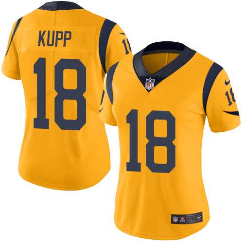Women's Nike Los Angeles Rams #18 Cooper Kupp Gold Stitched NFL Limited Rush Jersey