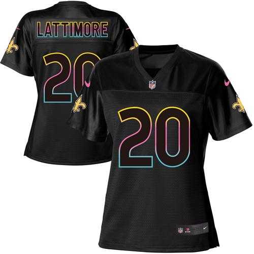 Women's Nike New Orleans Saints #20 Marshon Lattimore Black NFL Fashion Game Jersey
