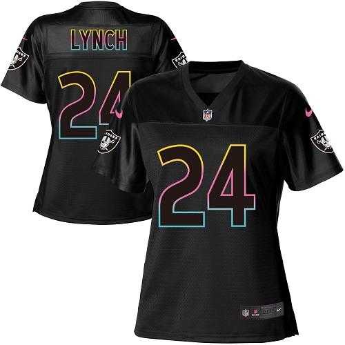 Women's Nike Oakland Raiders #24 Marshawn Lynch Black NFL Fashion Game Jersey
