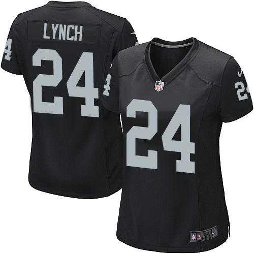 Women's Nike Oakland Raiders #24 Marshawn Lynch Black Team Color Stitched NFL Elite Jersey