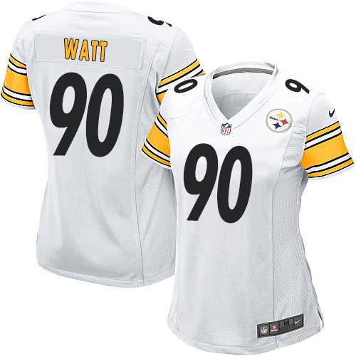 Women's Nike Pittsburgh Steelers #90 T. J. Watt White Stitched NFL Elite Jersey