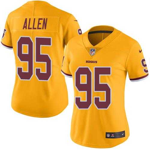 Women's Nike Washington Redskins #95 Jonathan Allen Gold Stitched NFL Limited Rush Jersey