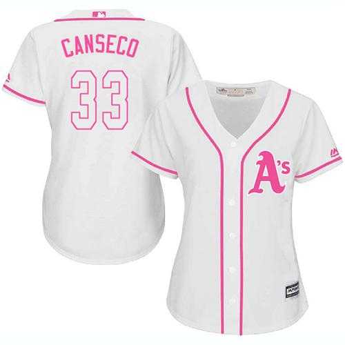 Women's Oakland Athletics #33 Jose Canseco White Pink Fashion Stitched MLB Jersey