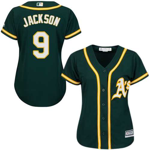Women's Oakland Athletics #9 Reggie Jackson Green Alternate Stitched MLB Jersey