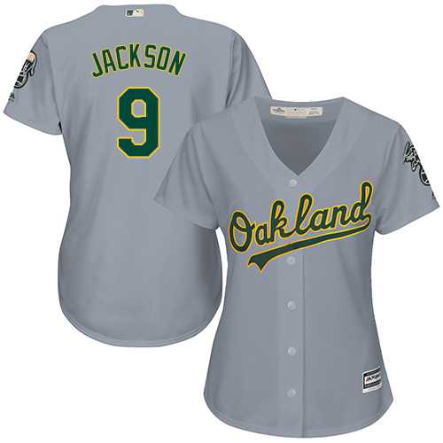 Women's Oakland Athletics #9 Reggie Jackson Grey Road Stitched MLB Jersey