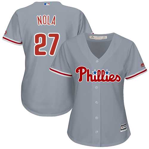 Women's Philadelphia Phillies #27 Aaron Nola Grey Road Stitched MLB Jersey