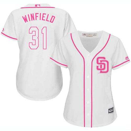 Women's San Diego Padres #31 Dave Winfield White Pink Fashion Stitched MLB Jersey