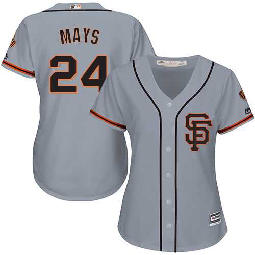 Women's San Francisco Giants #24 Willie Mays Grey Road 2 Stitched MLB Jersey