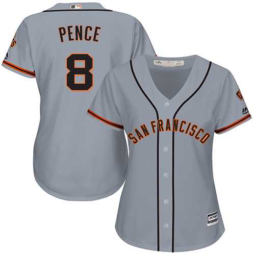 Women's San Francisco Giants #8 Hunter Pence Grey Road Stitched MLB Jersey