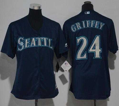 Women's Seattle Mariners #24 Ken Griffey Navy Blue Alternate Stitched MLB Jersey