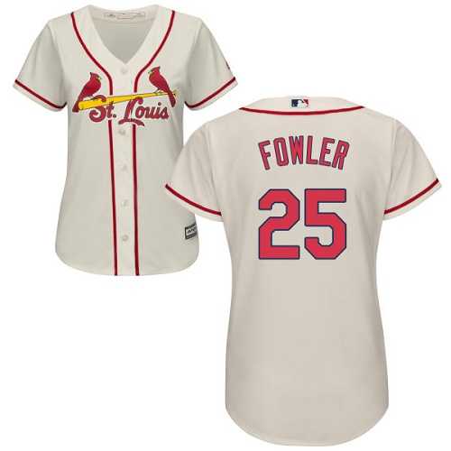 Women's St.Louis Cardinals #25 Dexter Fowler Cream Alternate Stitched MLB Jersey