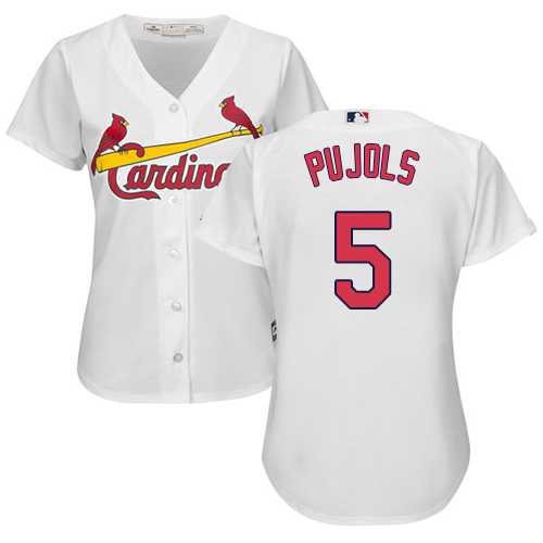 Women's St.Louis Cardinals #5 Albert Pujols White Fashion Stitched MLB Jersey