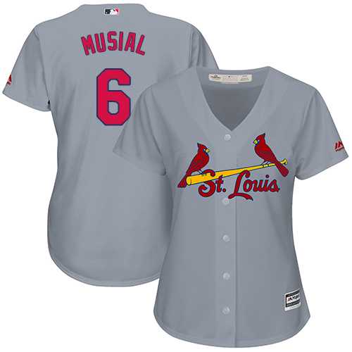 Women's St.Louis Cardinals #6 Stan Musial Grey Road Stitched MLB Jersey