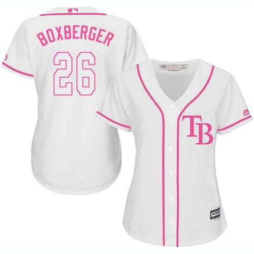 Women's Tampa Bay Rays #26 Brad Boxberger White Pink Fashion Stitched MLB Jersey