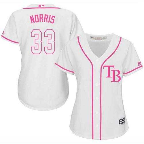 Women's Tampa Bay Rays #33 Derek Norris White Pink Fashion Stitched MLB Jersey