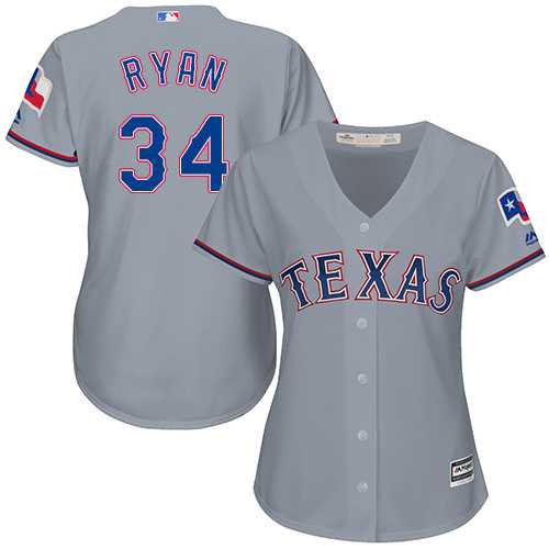 Women's Texas Rangers #34 Nolan Ryan Grey Road Stitched MLB Jersey