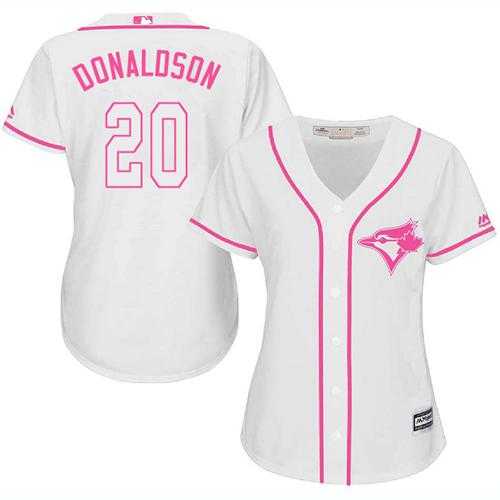 Women's Toronto Blue Jays #20 Josh Donaldson White Pink Fashion Stitched MLB Jersey
