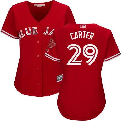 Women's Toronto Blue Jays #29 Joe Carter Red Canada Day Stitched MLB Jersey