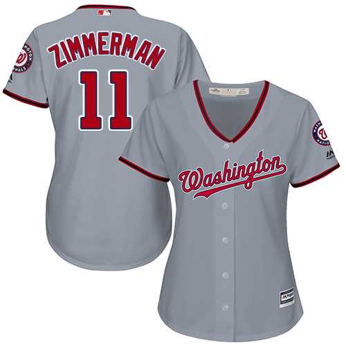 Women's Washington Nationals #11 Ryan Zimmerman Grey Road Stitched MLB Jersey