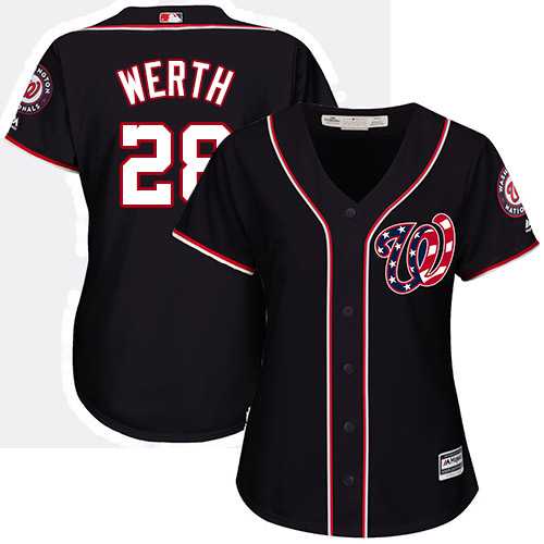 Women's Washington Nationals #28 Jayson Werth Navy Blue Alternate Stitched MLB Jersey