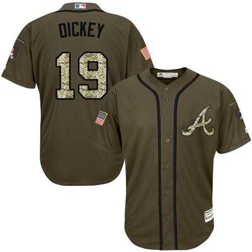 Youth Atlanta Braves #19 R.A. Dickey Green Salute to Service Stitched MLB Jersey